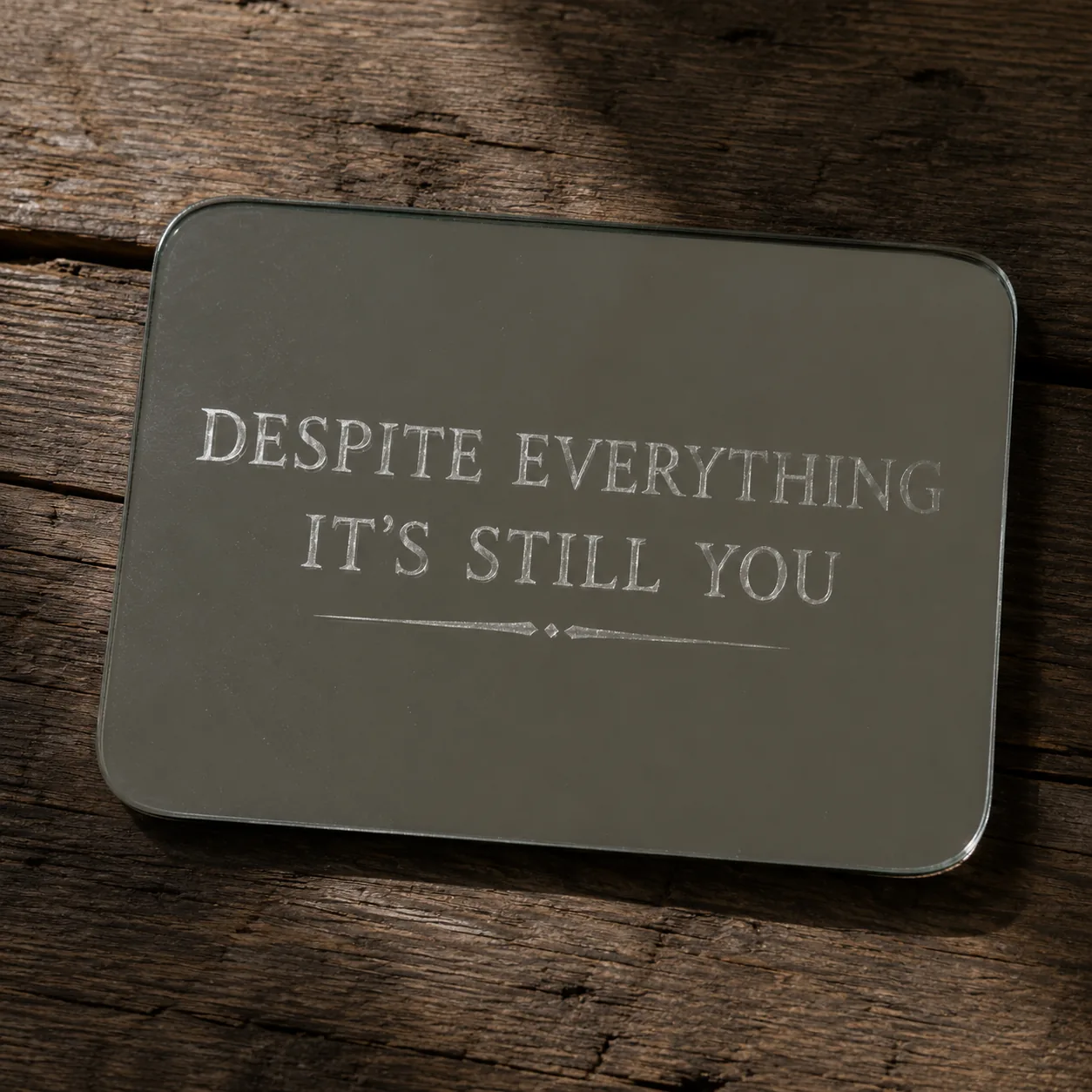 Despite everything it's still you — frase grabada en espejo